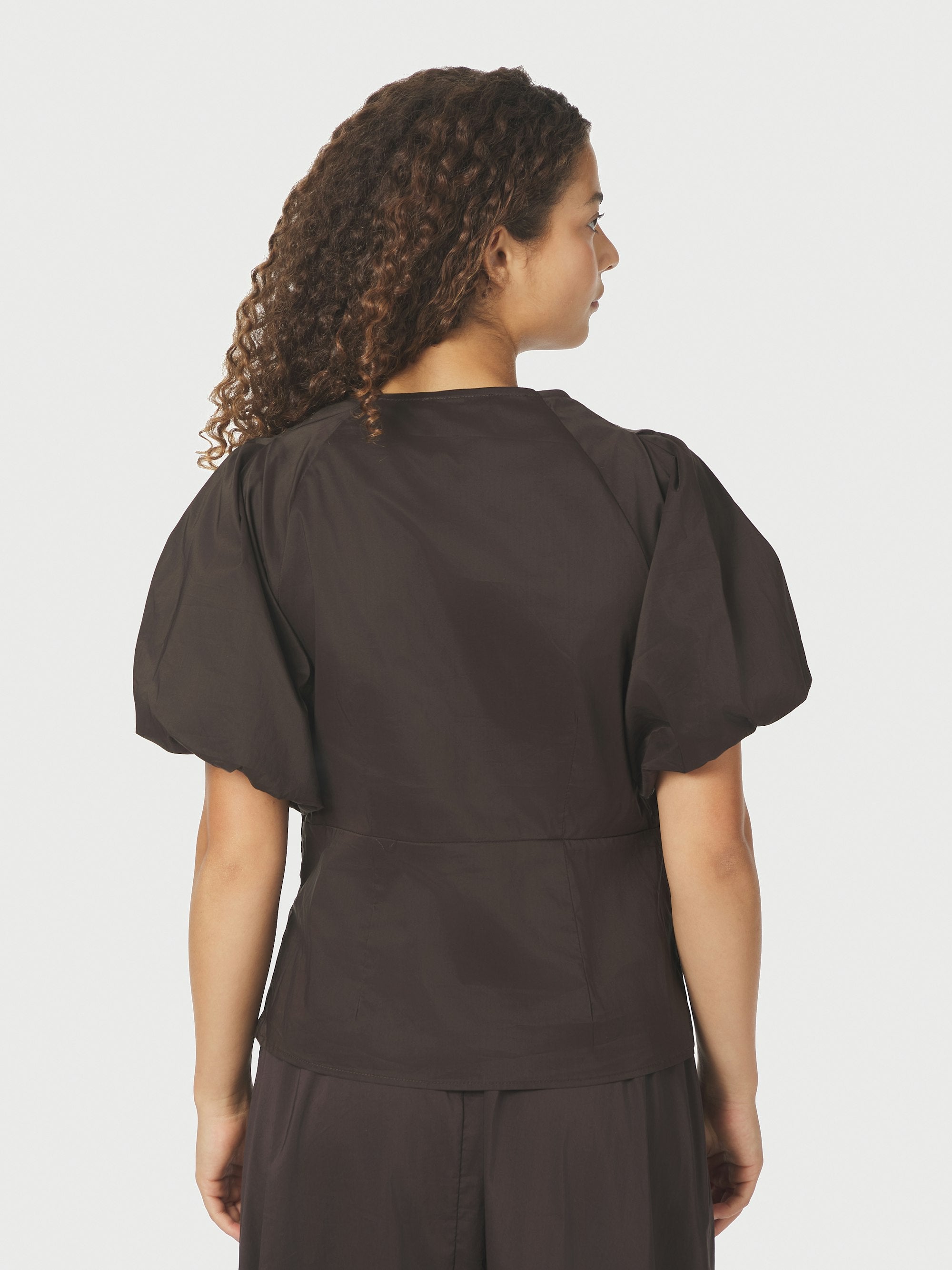 Irina Poplin bluse - Chocolate Brown